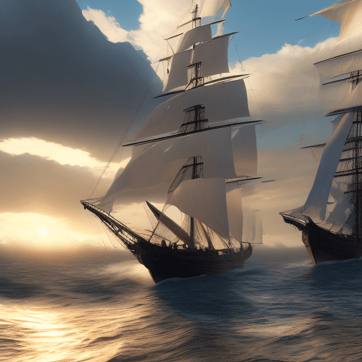 AI generated: Photo of a ultra realistic sailing ship, dramatic light, pale sunrise, cinematic lighting, battered,...