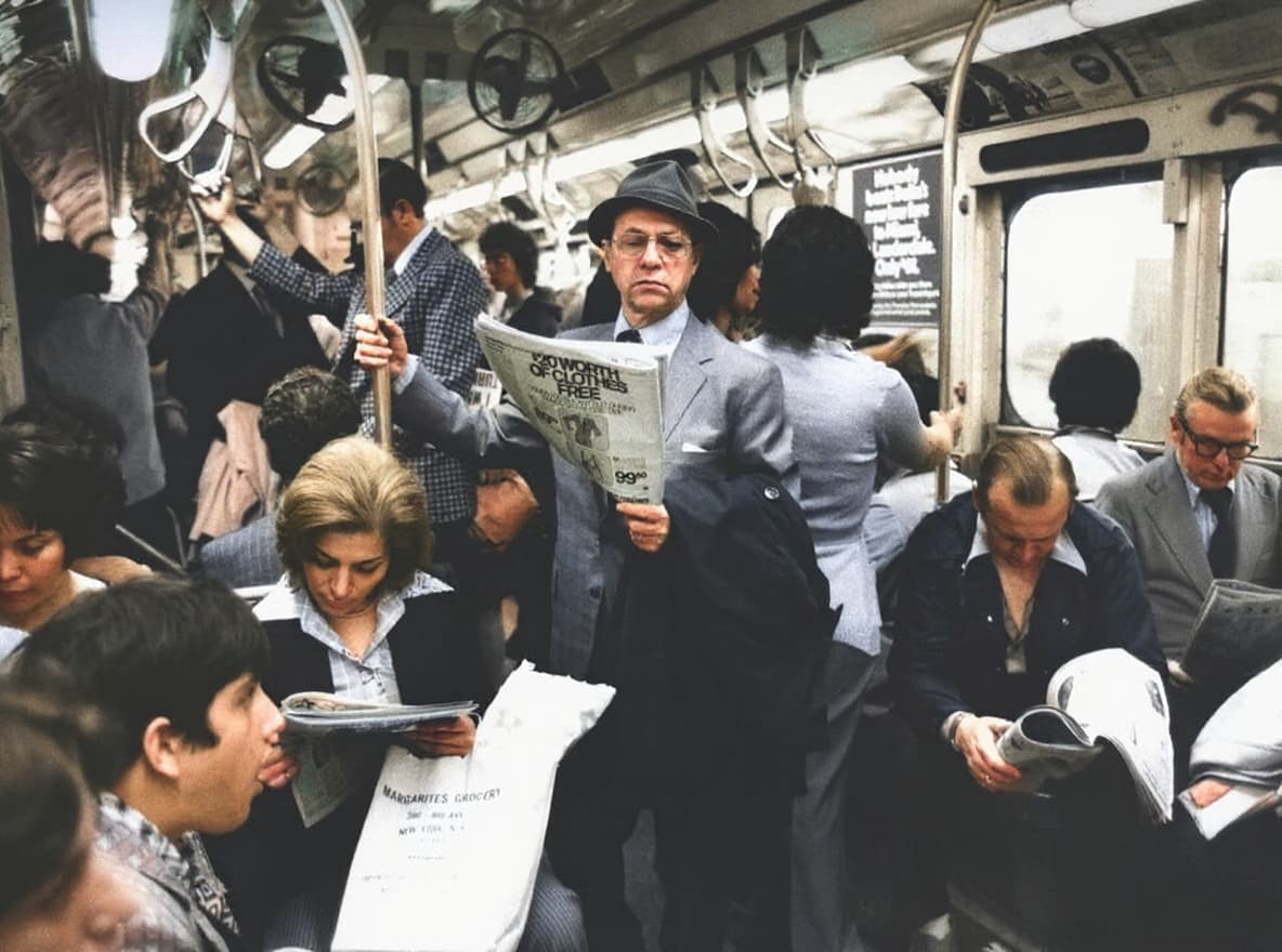 AI generated: Make modern version of this with modern phones and tablets for the people to read on in color