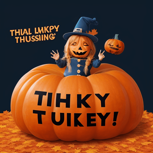 AI generated: A deep blue background with a large pumpkin wearing a costume. There is the text "Due to Inflation t...