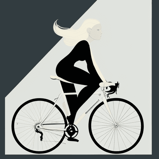 AI generated: Woman leisurely riding a bicycle, full body, illustration, minimalist, warm, utilitarianism, geometr...