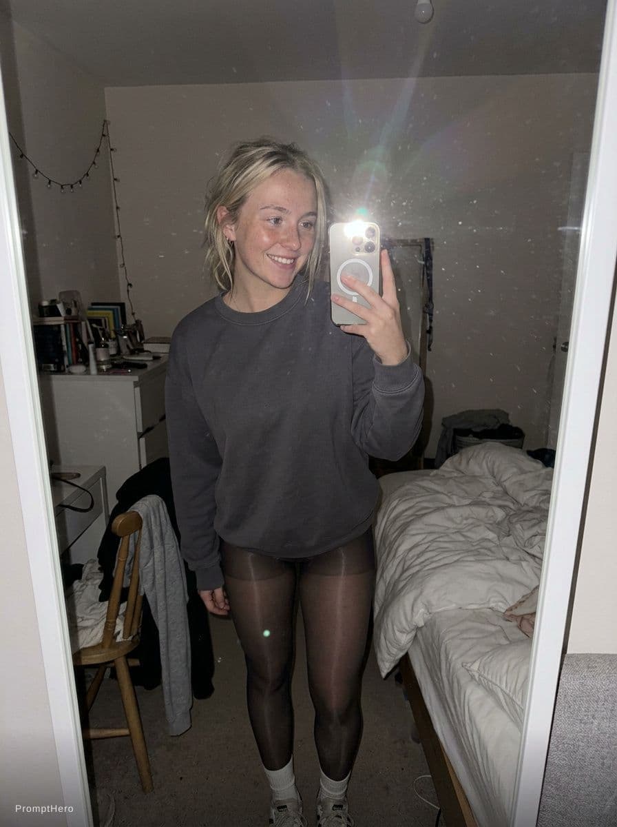 AI generated: Ultra realistic, mirror selfie, iPhone 15 Pro, slight camera flash, high quality image, suggestive s...