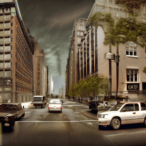 AI generated: New York City 100 years after the fall of man, unihabited, post apocalypse, photo realistic --style ...