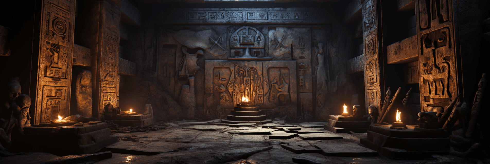 AI generated: color photo of an ancient temple that has been found deep in a cave system, filled with unknown secr...