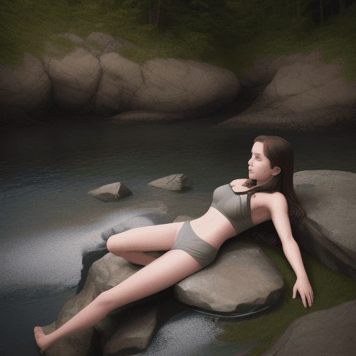 AI generated: girl lies on the rocks