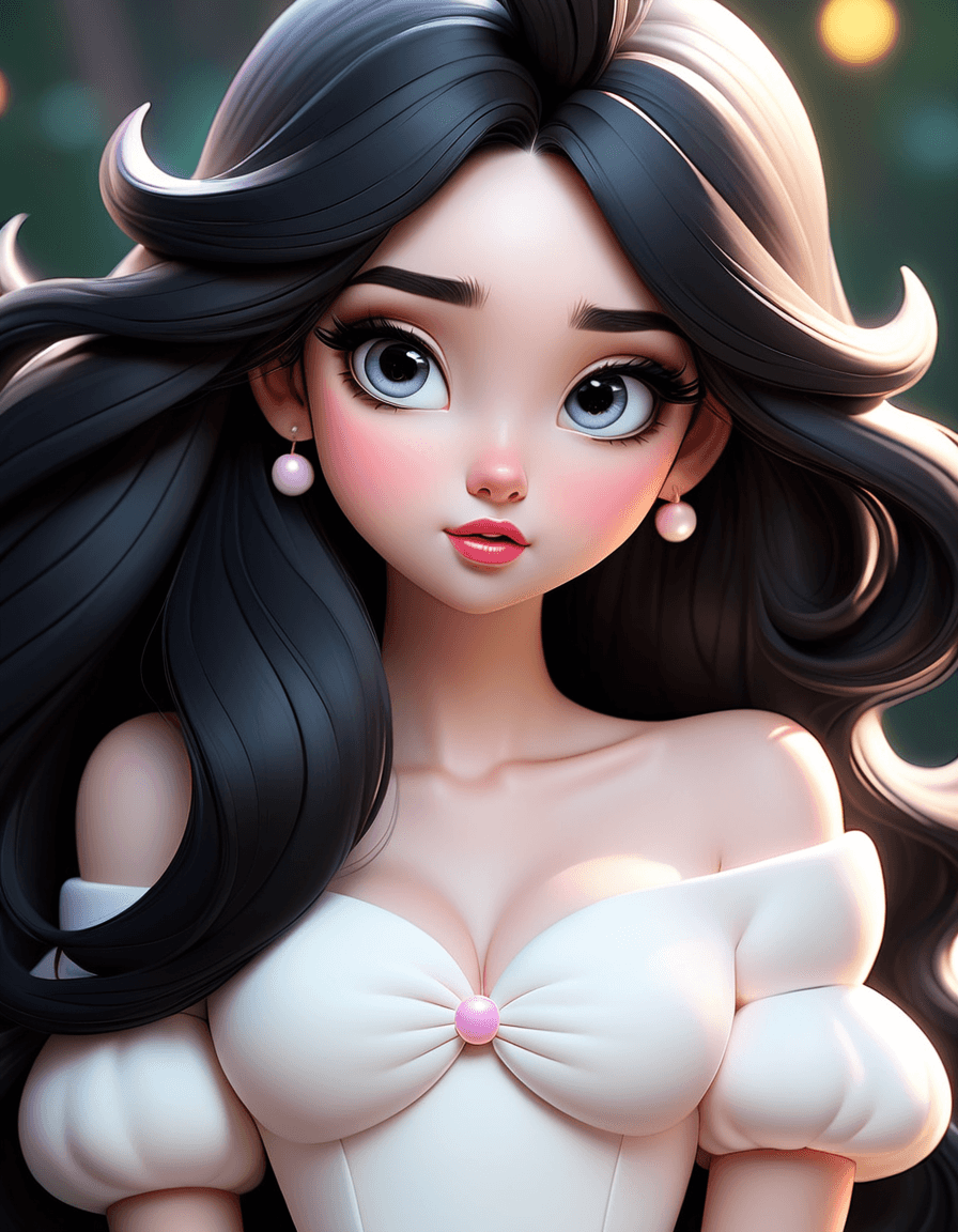 AI generated: NSFW, digital painting, cartoon style, fantasy, full body of a marshmallow princess with long black ...
