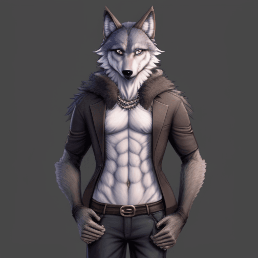AI generated: furry, fursona, anthro, wolf male, anthropomorphic