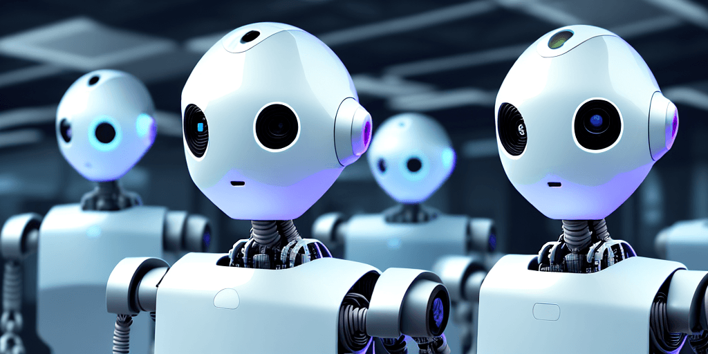 AI generated: In the background there are personal computers, keyboards, monitor, different pc components. In the ...