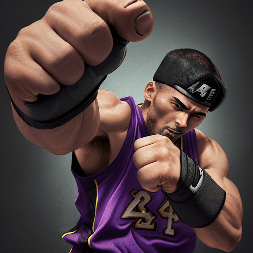 AI generated: Kobe in fists of fury, hands render --ar 9:16 --v 4