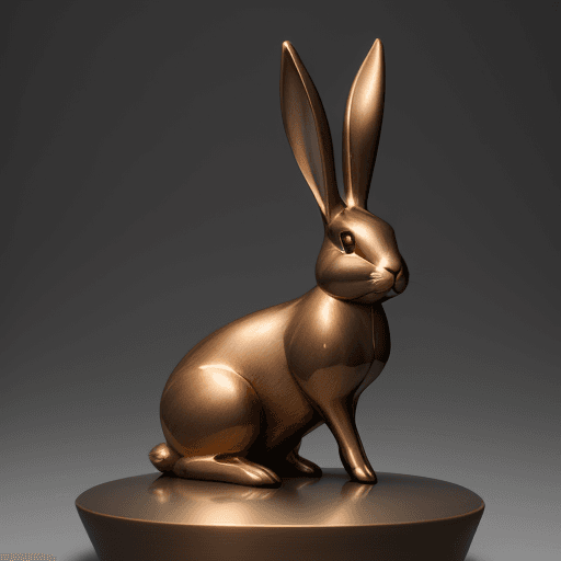 AI generated: photo of a beautiful rabbit, liquid bronze:4,—stylize 1000,—quality 2