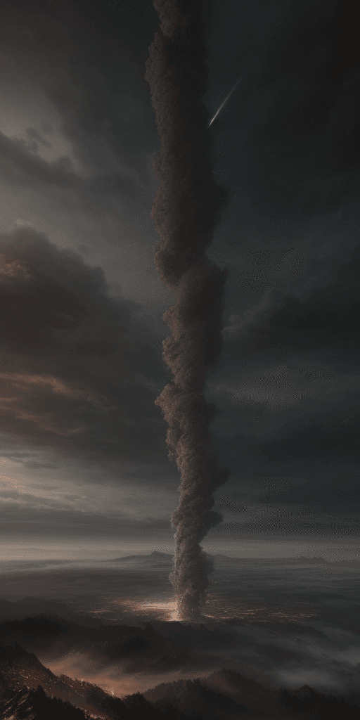 AI generated: a falling sky , epic , 8k , hd , black, gray and brown tones