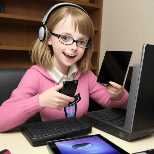 AI generated: Emma is a tech geek excited with latest gadgets