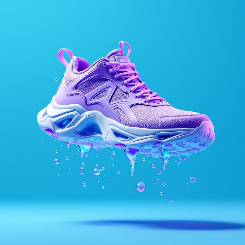 AI generated: mocap shoes, hyperrealistic, in air, brand - Demix
no effects
purple, white, aquamarine