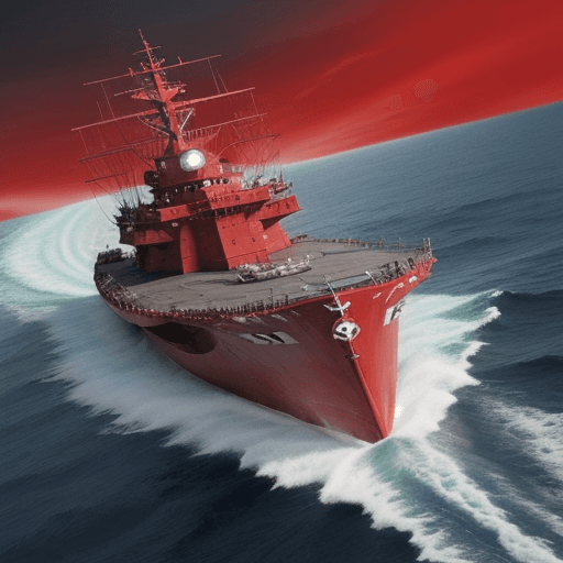 AI generated: armed fleet,red ship,Osmangareas