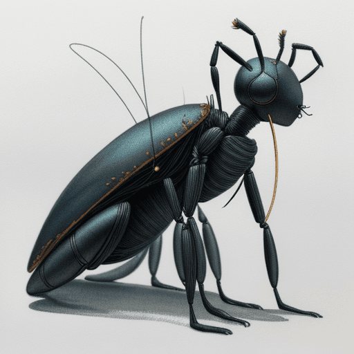 AI generated: futuristic concept designs of an ant Andrew Wyeth frottage pale watercolor fine line pencil sketch m...