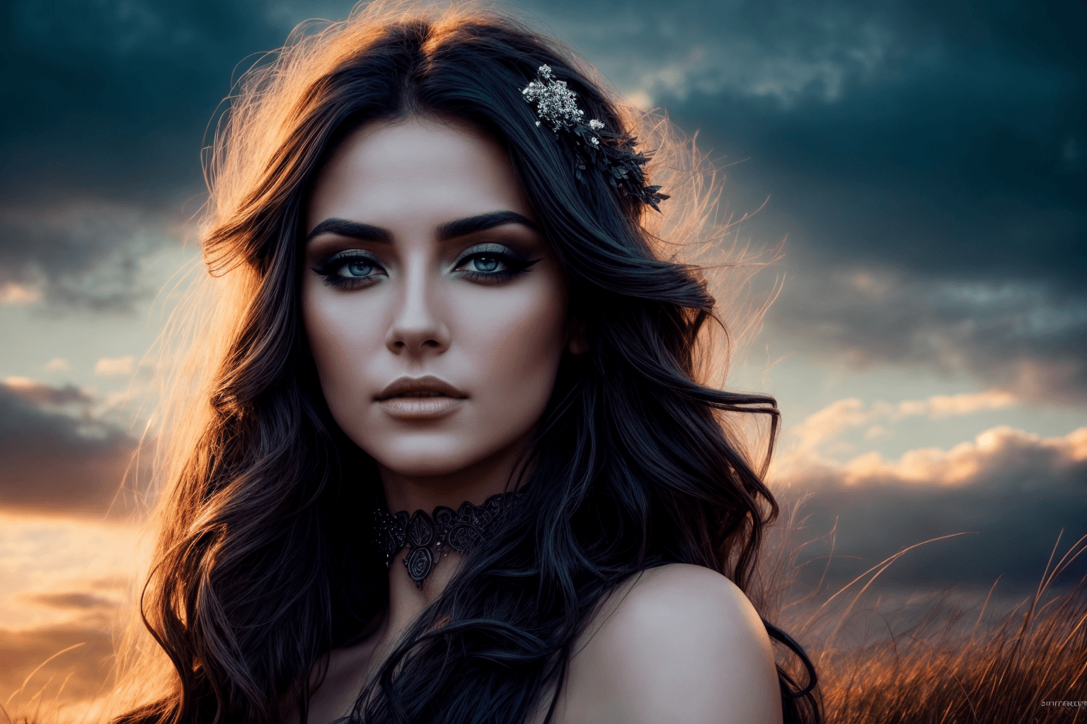 AI generated: Beautiful pagan druid, stonehenge, ritual, Victoria Frances, luis royo, (french:0. 3, italian:, Roma...