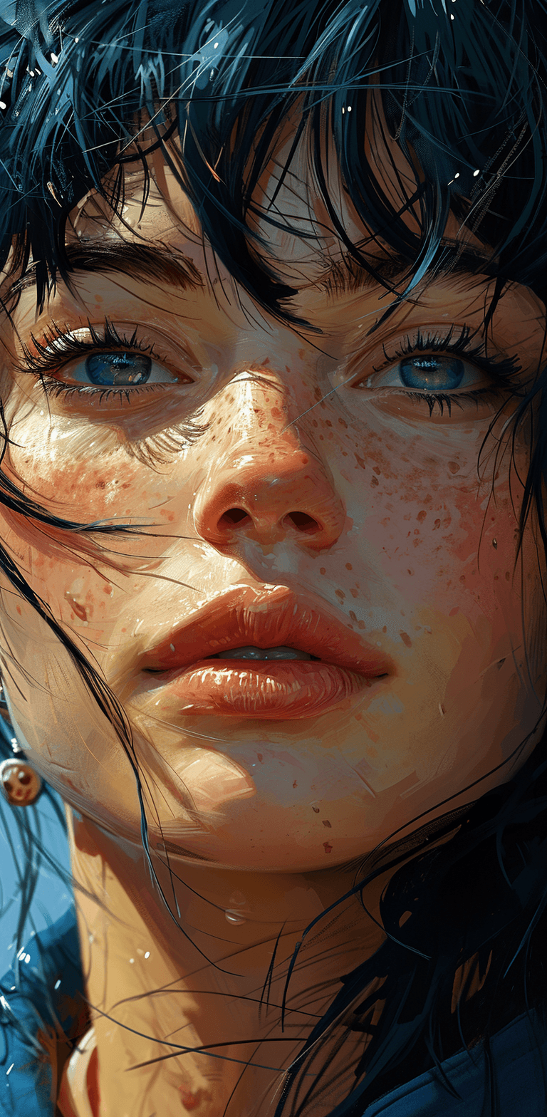 AI generated: the girl's face in an artistic cartoon style, in the style of pop art-inspired comic book style, tro...