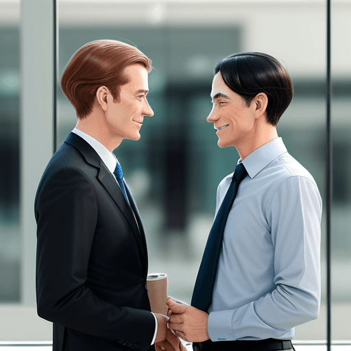 AI generated: Depict two business figures nodding at each other from a quite distance, indicating a casual acquain...