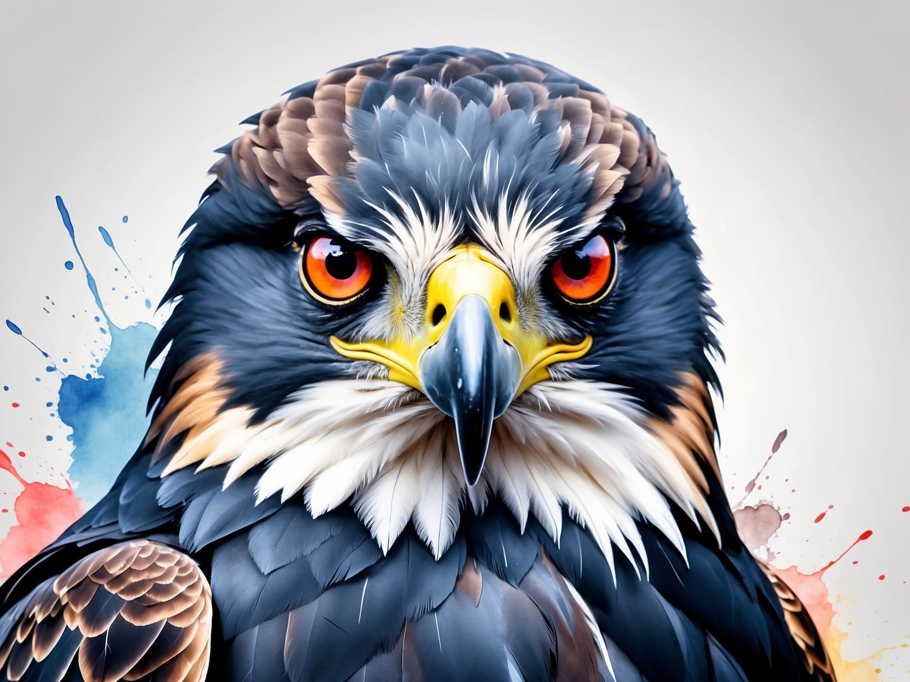 AI generated: a close up of a bird of prey on a white background, an airbrush painting by Petros Afshar, behance, ...