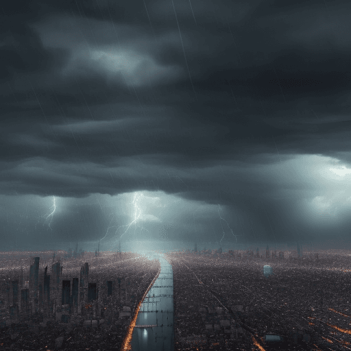 AI generated: The city of rain clouds is a massive big city