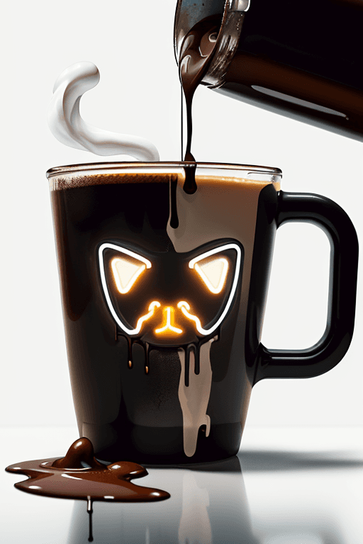 AI generated: Impactful composition, dripping (neon:0.8) (coffee:0.8) (heat splash:0.8) paint across the shape of ...