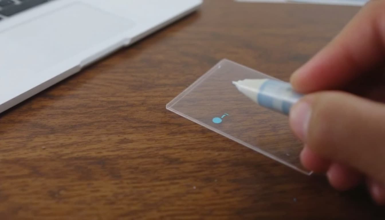 AI generated: draw ONLY blue gel pens 5pcs of office space brand with transparent body