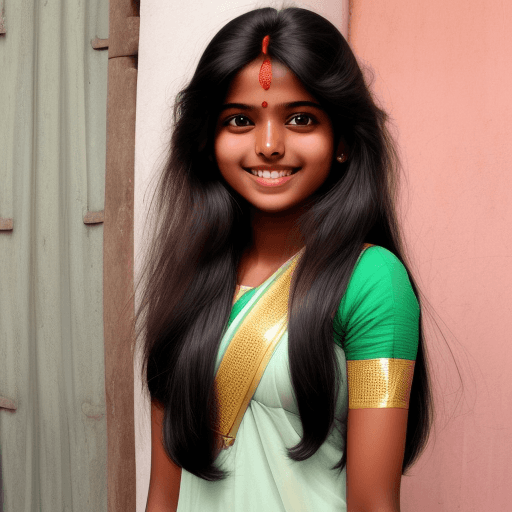 AI generated: A girl from south india with long hair and a great smile