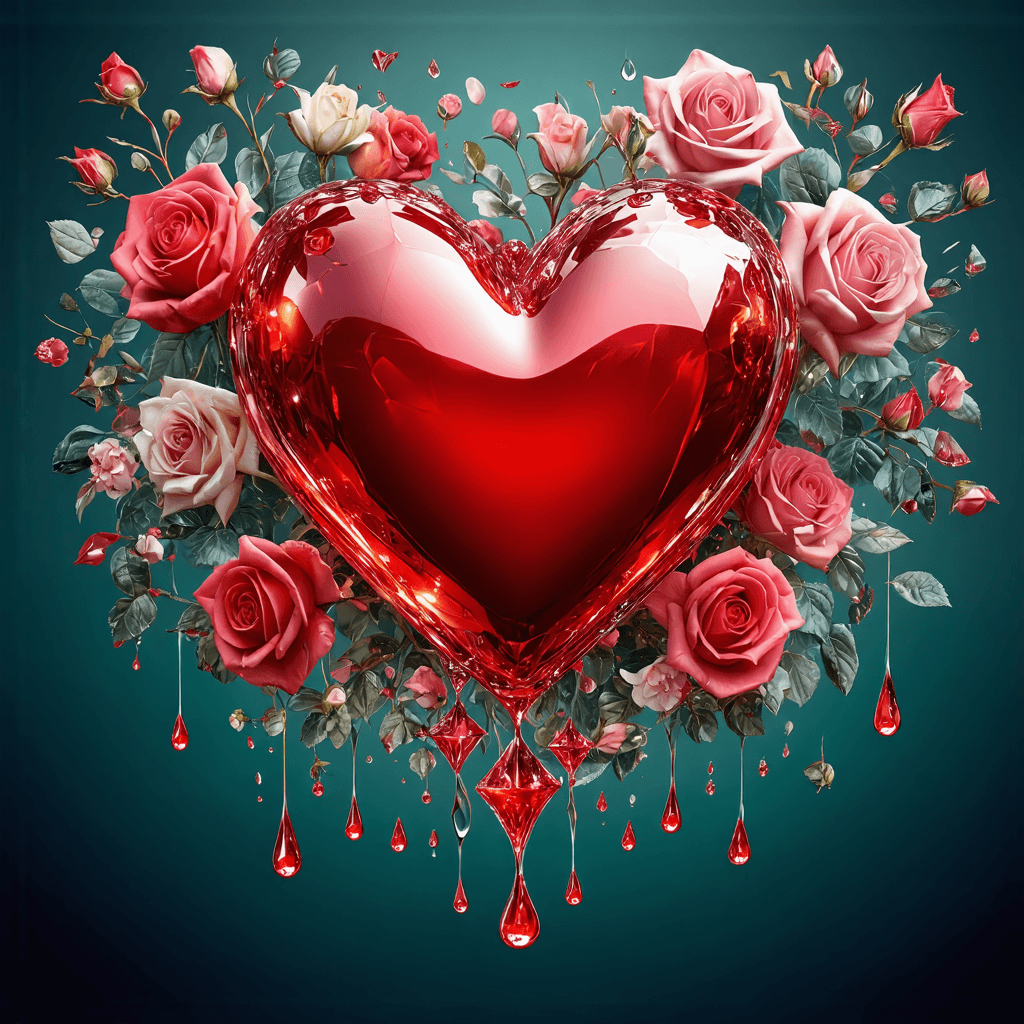 AI generated: The image is an intricate digital artwork featuring a large red heart at its center, surrounded by v...