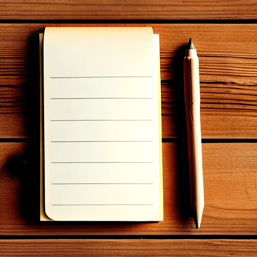 AI generated: open notepad with blank pages, on a Swedish pine wooden floor