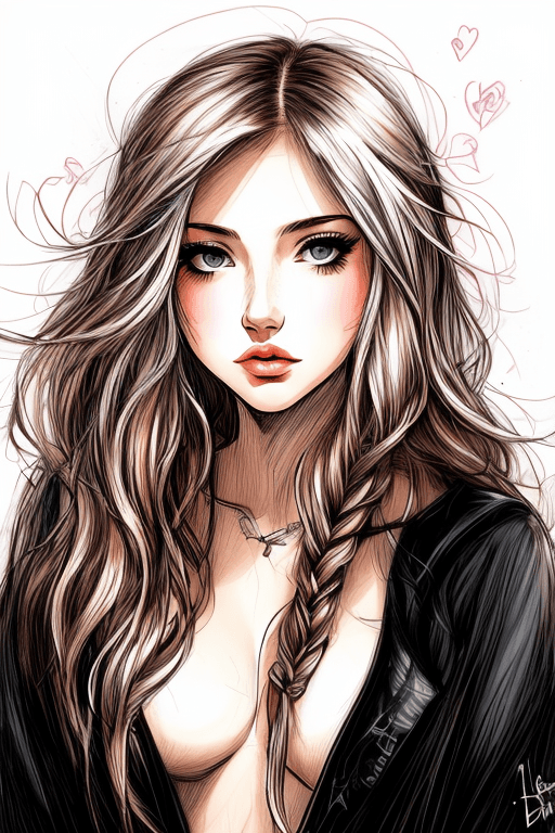 AI generated: mj, a close up drawing of a 20yo female character, (anime:0.6), badass, bad chick, low angle shot, l...