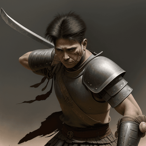 AI generated: A warrior in the twentieth century is close to death