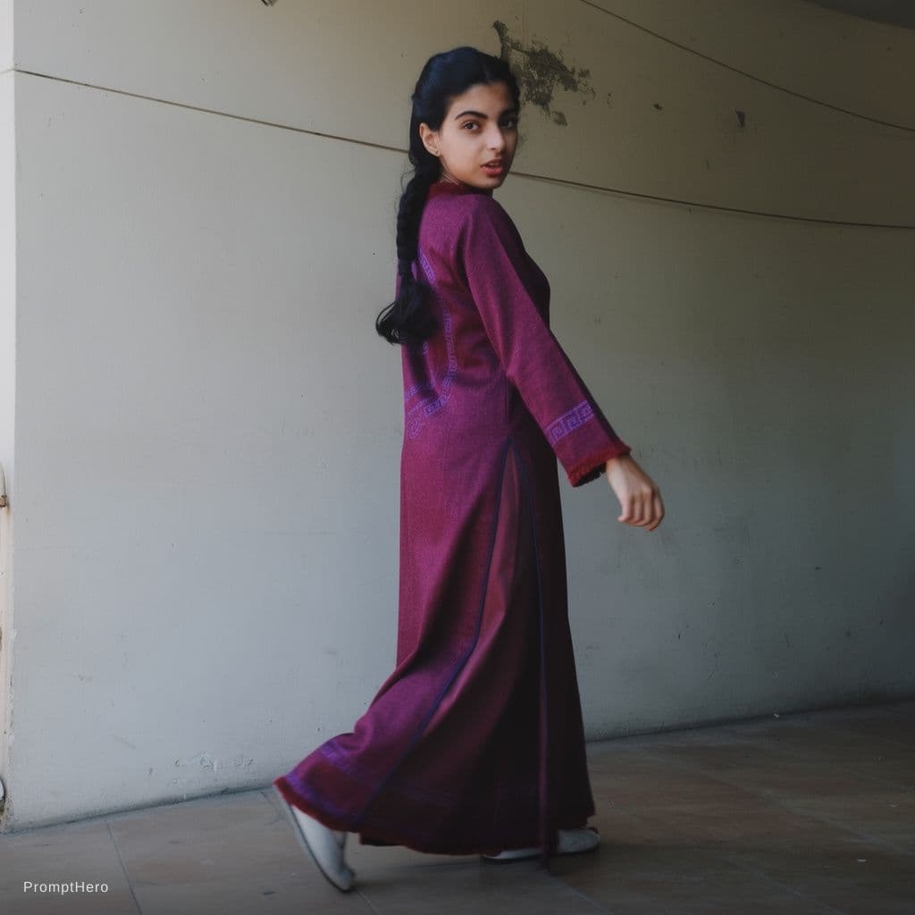 AI generated: Create this girl standing up and turns around in a sensual way while walking towards the camera 
