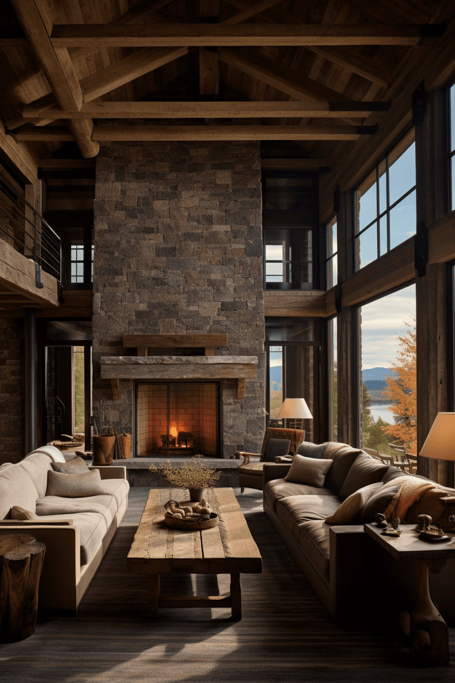 AI generated: A rustic design with cozy, country-style architecture, earthy colors on exterior walls, wooden detai...