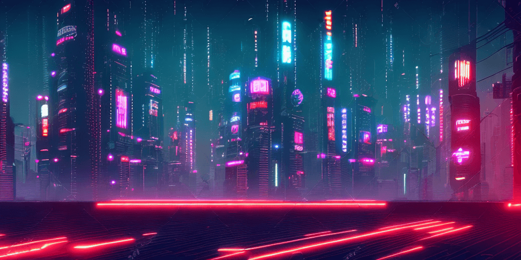 AI generated: nightcity background in cyberpunk style and red colour