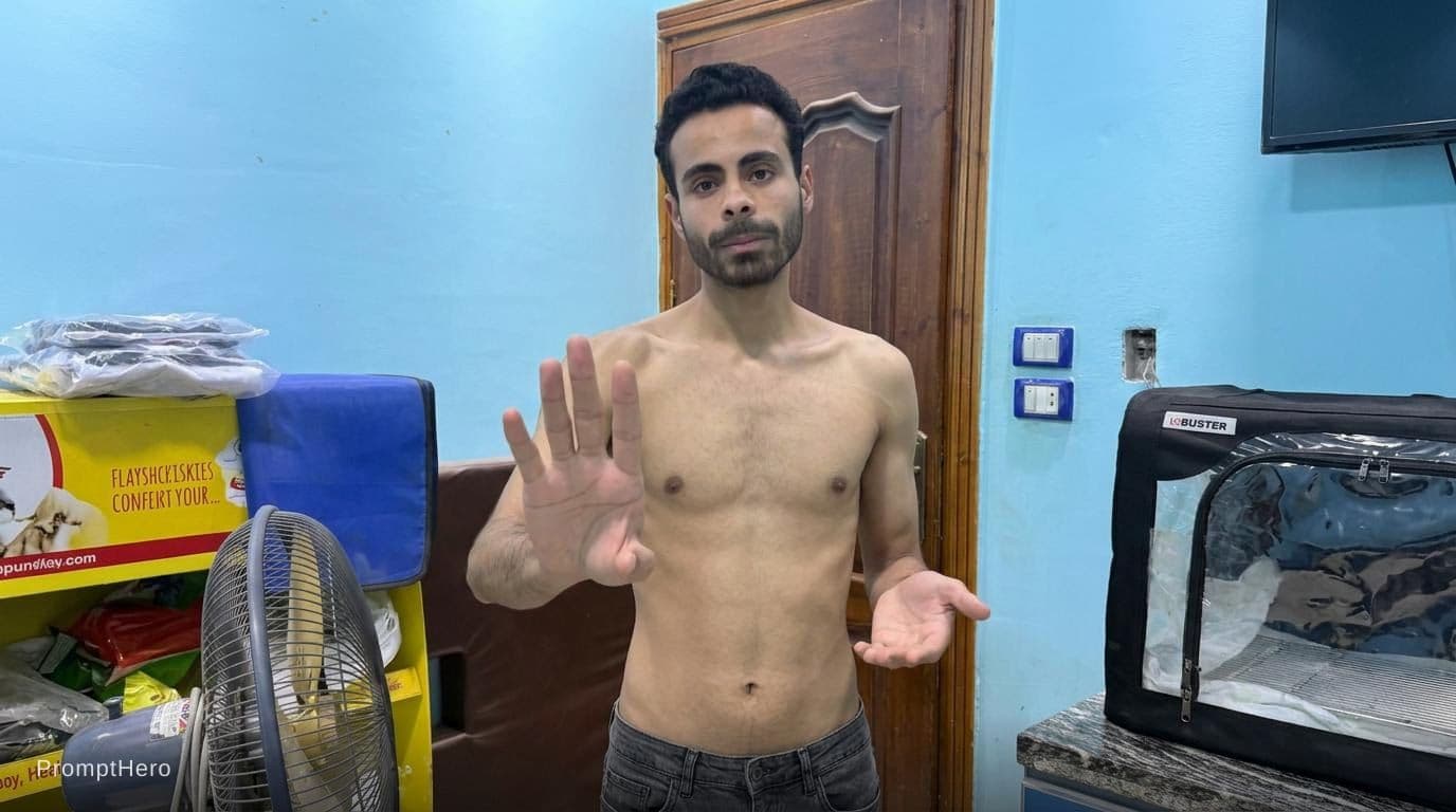 AI generated: Make me skinny shirtless 


