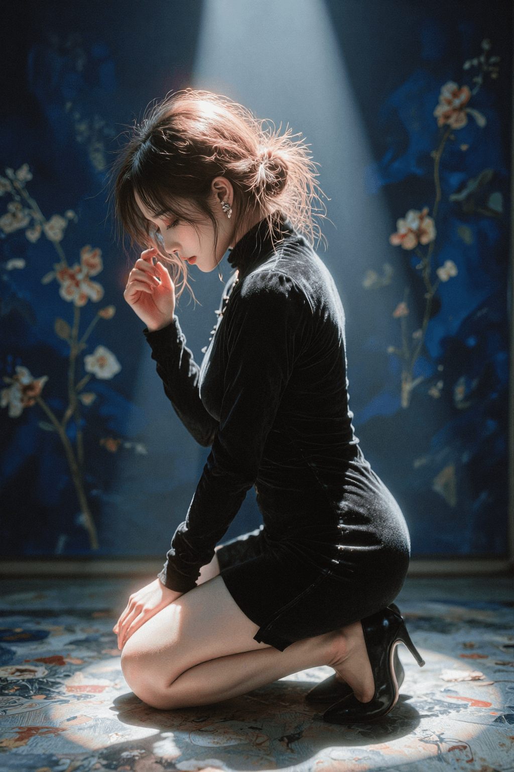 AI generated: Prussian Melancholy (Pensive & Side-Profile)
a. Shooting Angle & Pose: Full side-profile medium shot...