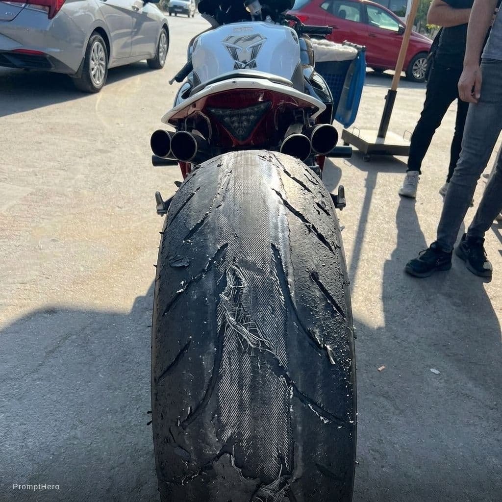 AI generated: Totally Worn out the tire