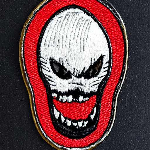 AI generated: An embroidered patch image of vampire fangs , highly detailed, no background 
