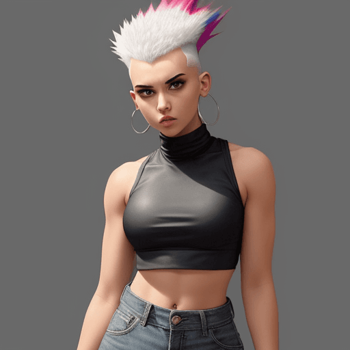 AI generated:  girl with mohawk crop top