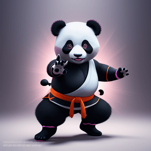AI generated: cute and funny cartoon ninja panda character, lively and dynamic pose, vibrant colors, detailed fur ...