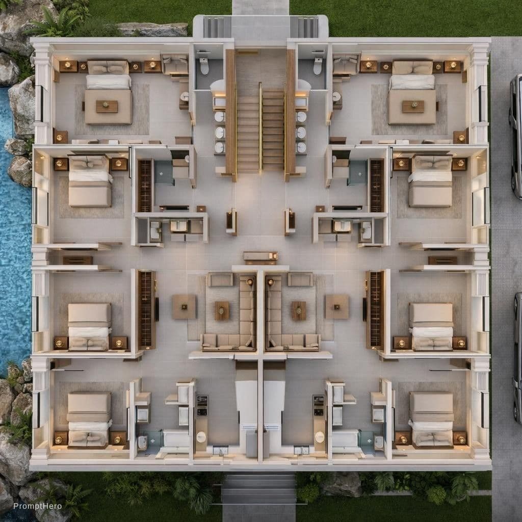 AI generated: mdjrny-v4 style,  Photography with high resolution architecture design photography of a luxury moder...