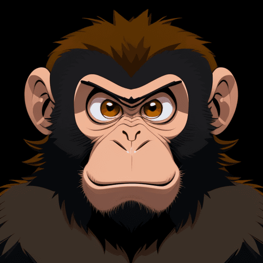AI generated: vector illustration, monkey, angry, watching at camera, cartoon

