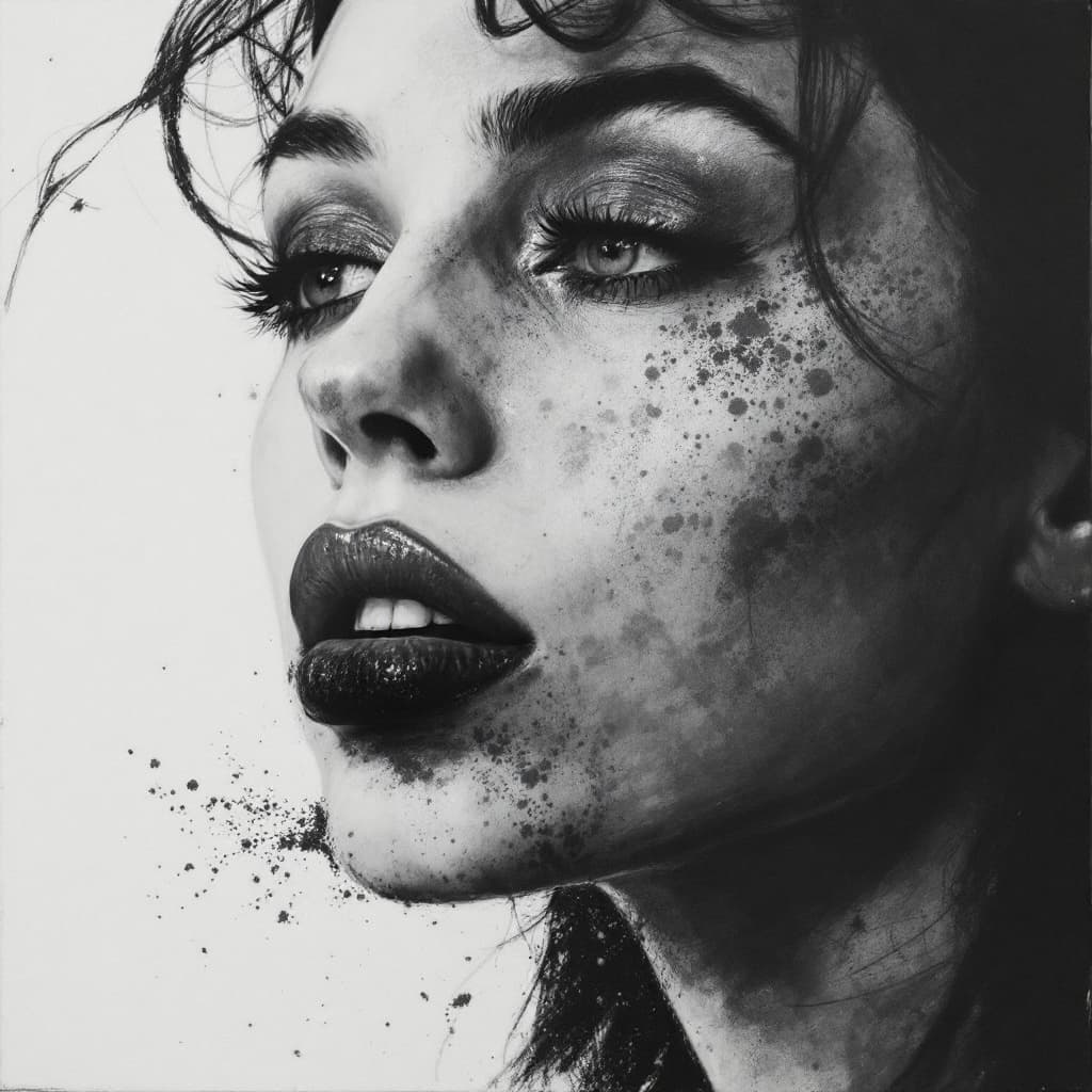 AI generated: charcoal woman drawing