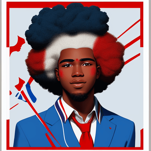 AI generated: political campaign poster for a young afro man candidate, white blue and red, illustration, graphic ...