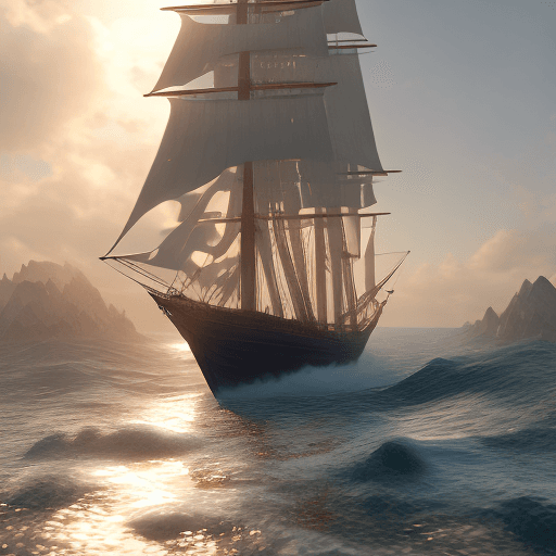AI generated: Photo of a ultra realistic sailing ship, dramatic light, pale sunrise, cinematic lighting, battered,...
