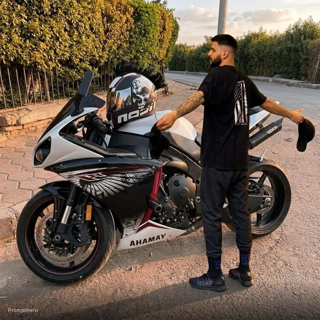 AI generated: Adding me standing beside my bike