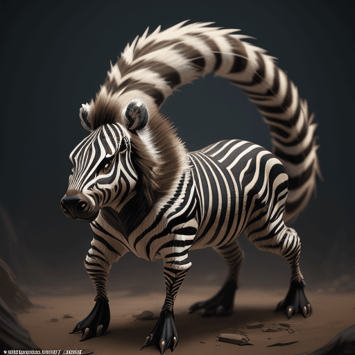 AI generated: Rare mythical creature - hybrid of beaver and zebra, having zebra body and beaver head, oil on canva...