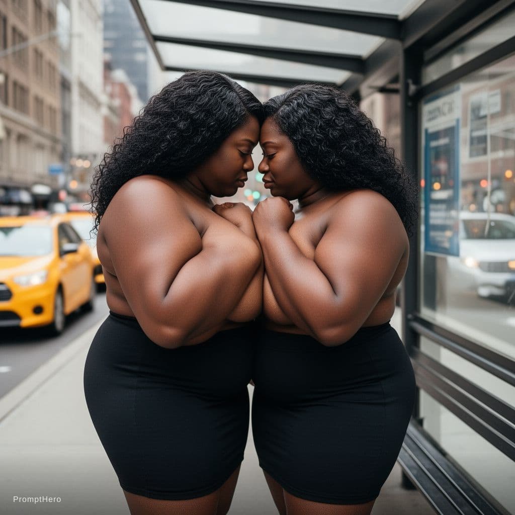 AI generated: theSE black women with massive breasts are pressing their breasts against each other firmly while st...