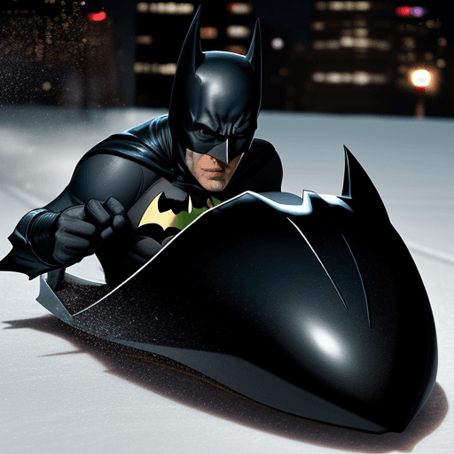 AI generated: batman fait de la luge 
