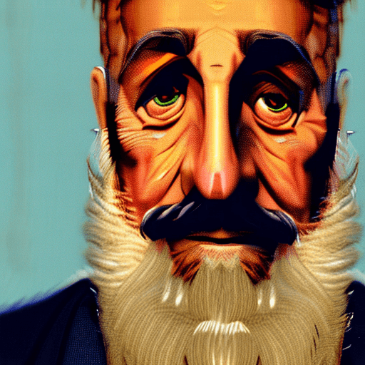 AI generated: The image features an older man, a long white beard and mustache, wearing turban, He has a stern exp...
