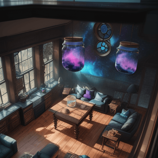 AI generated: High resolution photography interior design, dreamy sunken living room conversation pit, wooden floo...